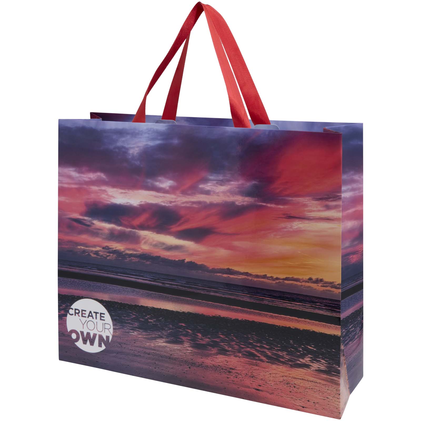 Borsa di carta da 230 g/m² con manici in nastro e laminazione lucida Smartfold- 42 x 12 x 35 cm