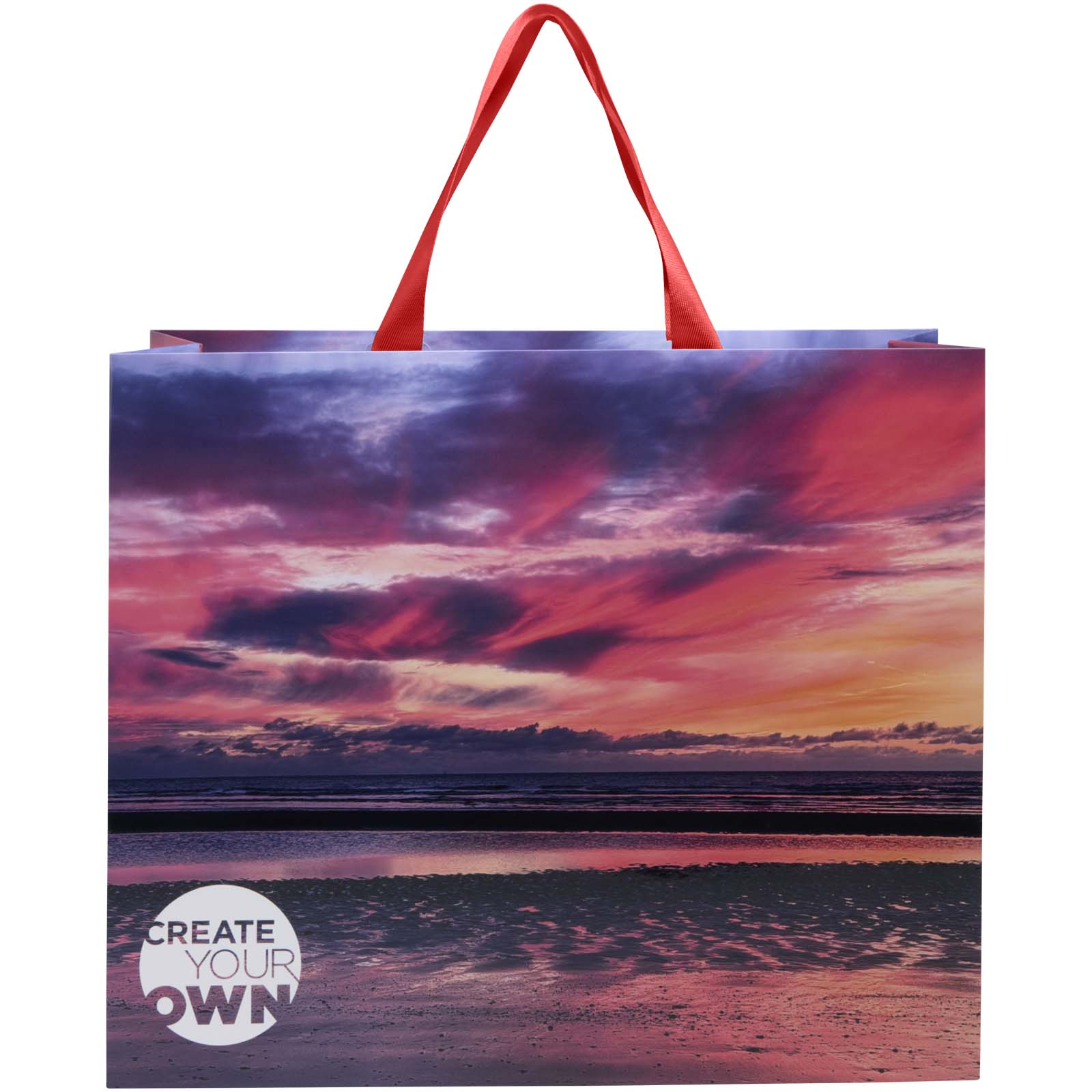 Borsa di carta da 230 g/m² con manici in nastro e laminazione lucida Smartfold- 42 x 12 x 35 cm