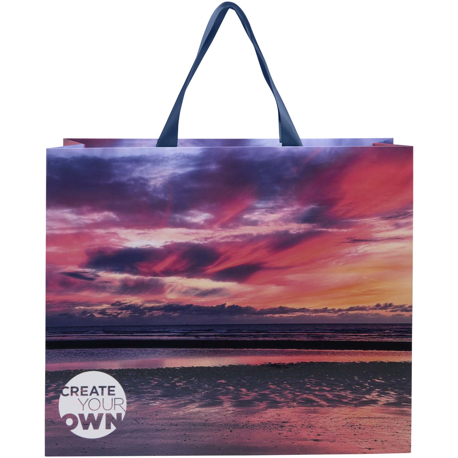 Borsa di carta da 230 g/m² con manici in nastro e laminazione lucida Smartfold- 42 x 12 x 35 cm
