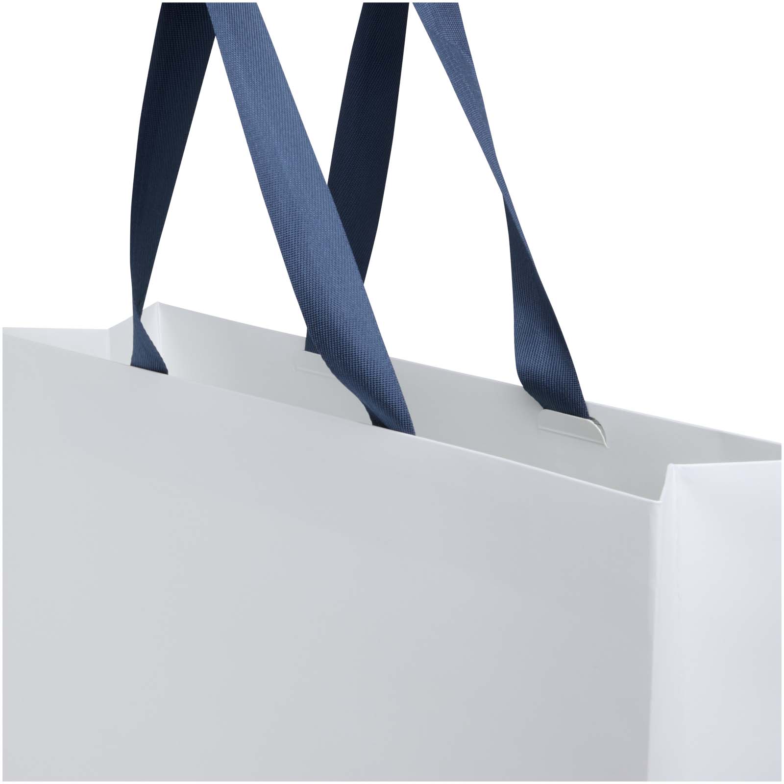 Borsa di carta da 230 g/m² con manici in nastro e laminazione lucida Smartfold- 42 x 12 x 35 cm