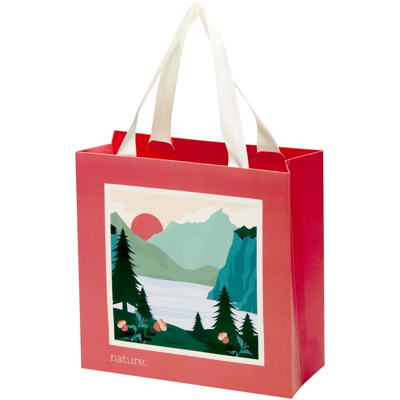 Borsa di carta da 230 g/m² con manici in nastro e laminazione opaca Smartfold  - 24 x 10 x 24 cm