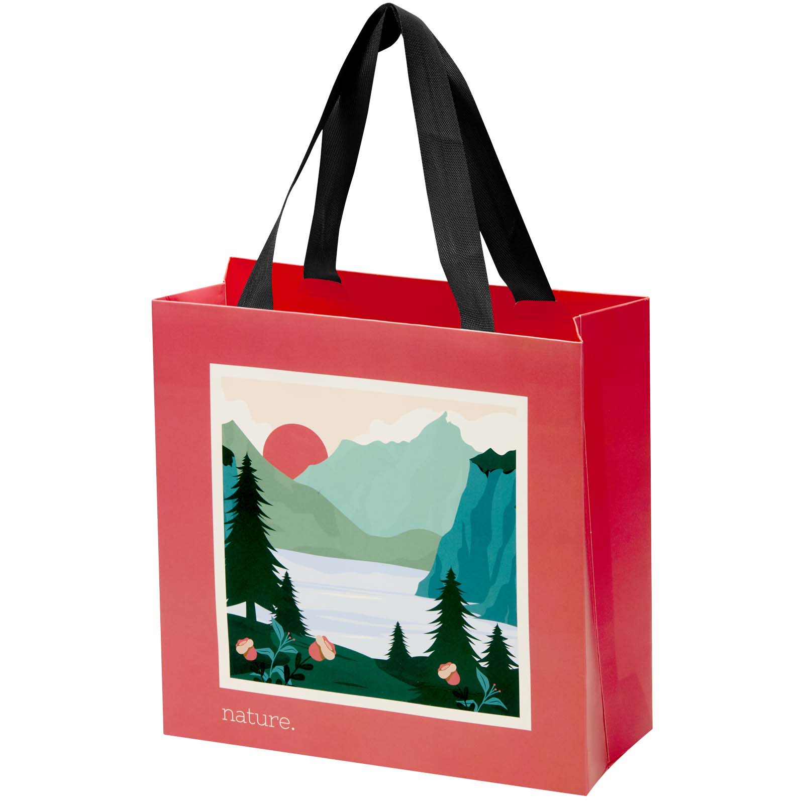 Borsa di carta da 230 g/m² con manici in nastro e laminazione opaca Smartfold  - 24 x 10 x 24 cm