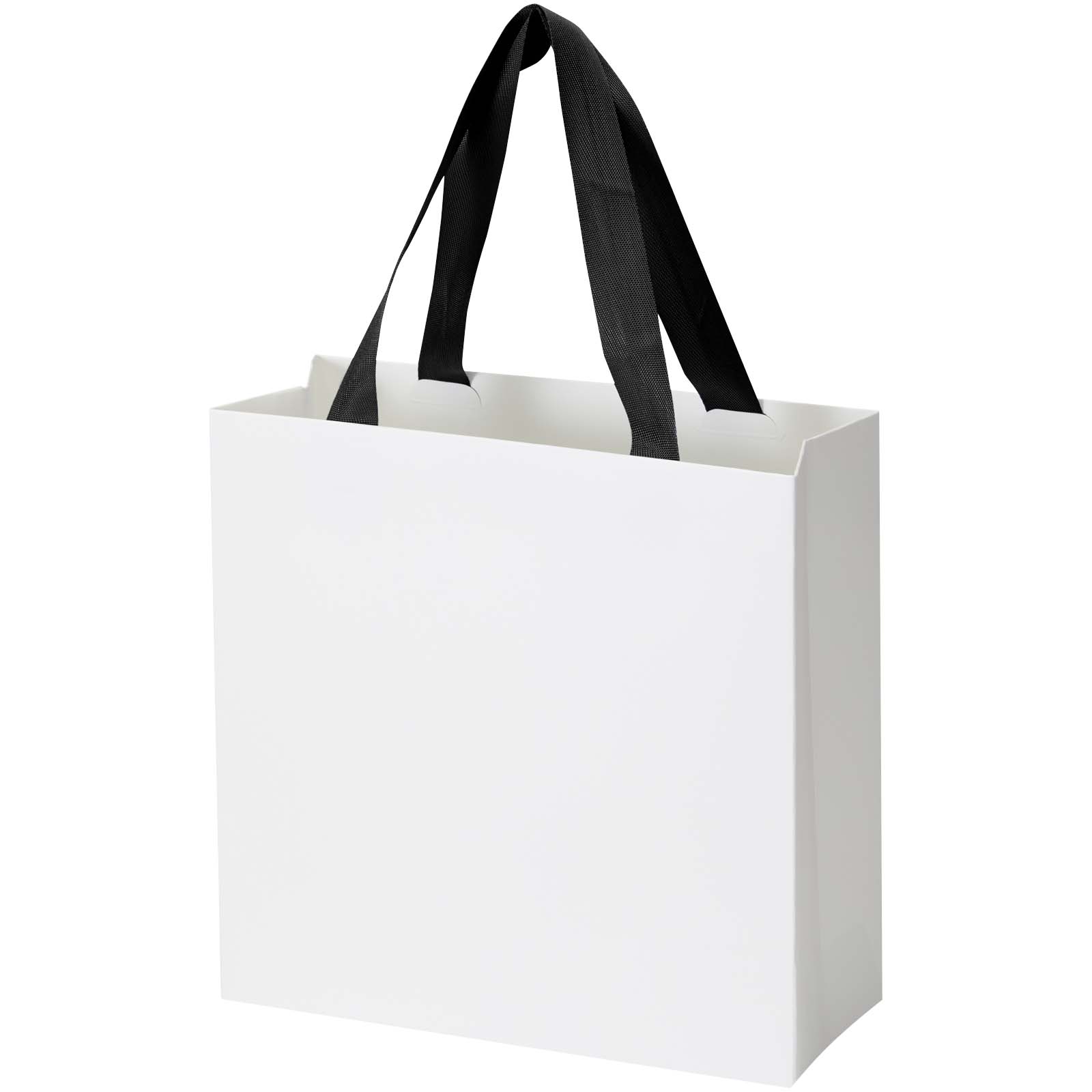 Borsa di carta da 230 g/m² con manici in nastro e laminazione opaca Smartfold  - 24 x 10 x 24 cm