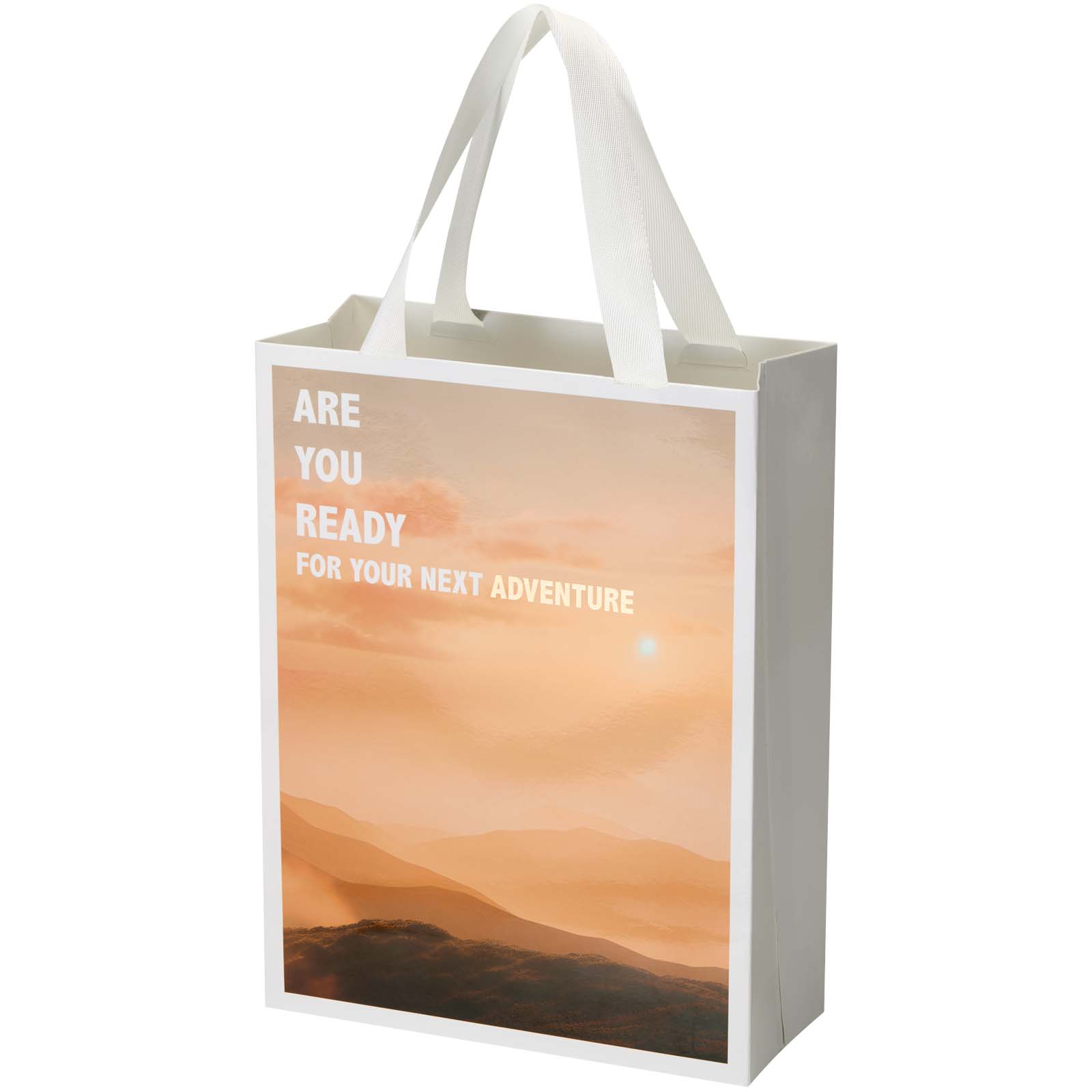 Borsa di carta Smartfold da 230 g/m² con manici in nastro e laminazione opaca - 24 x 10 x 32 cm