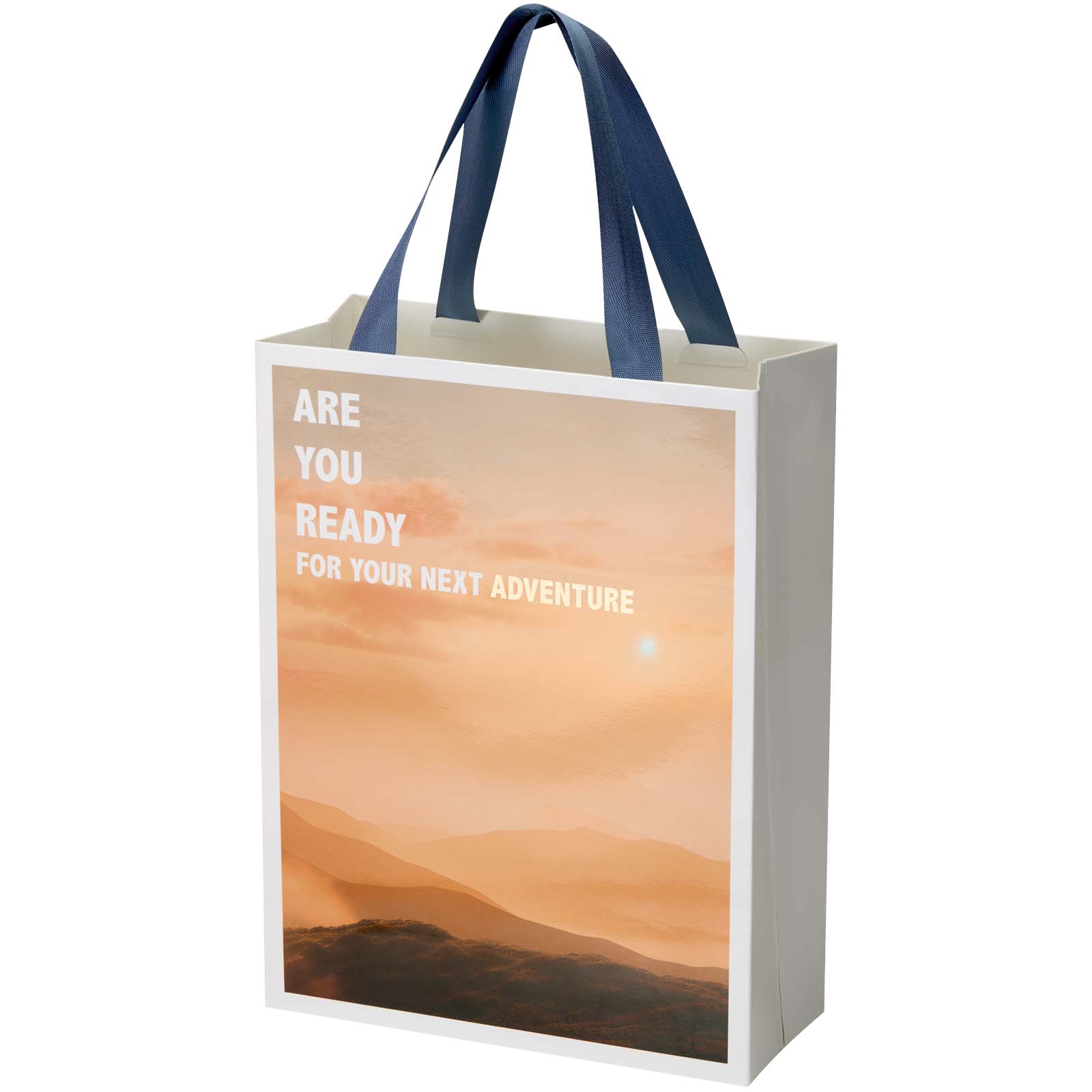Borsa di carta Smartfold da 230 g/m² con manici in nastro e laminazione opaca - 24 x 10 x 32 cm