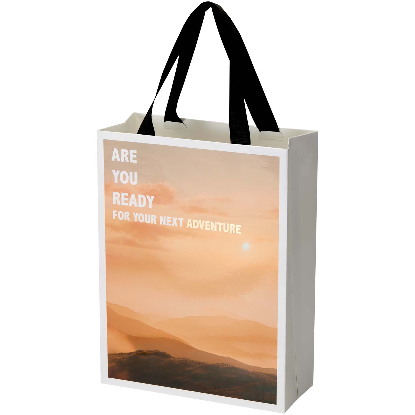 Borsa di carta Smartfold da 230 g/m² con manici in nastro e laminazione opaca - 24 x 10 x 32 cm
