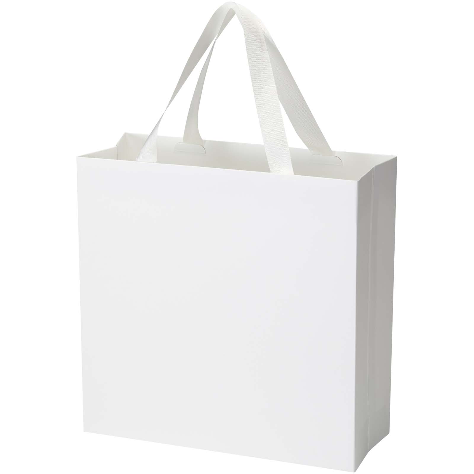 Borsa di carta Smartfold da 230 g/m² con manici in nastro e laminazione opaca - 31 x 12 x 31 cm