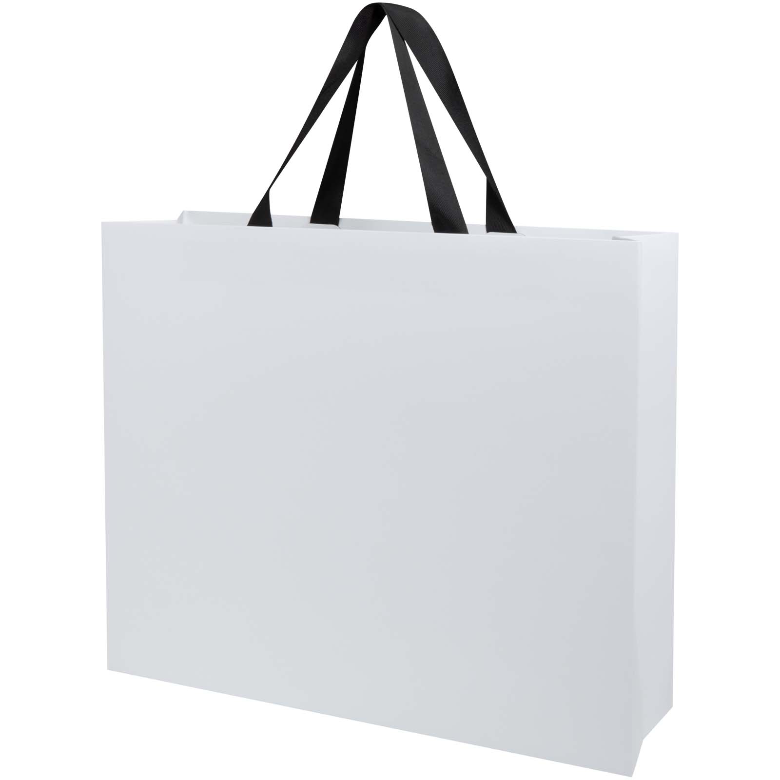 Borsa di carta da 230 g/m² con manici a nastro e laminazione opaca  Smartfold- 42 x 12 x 35 cm