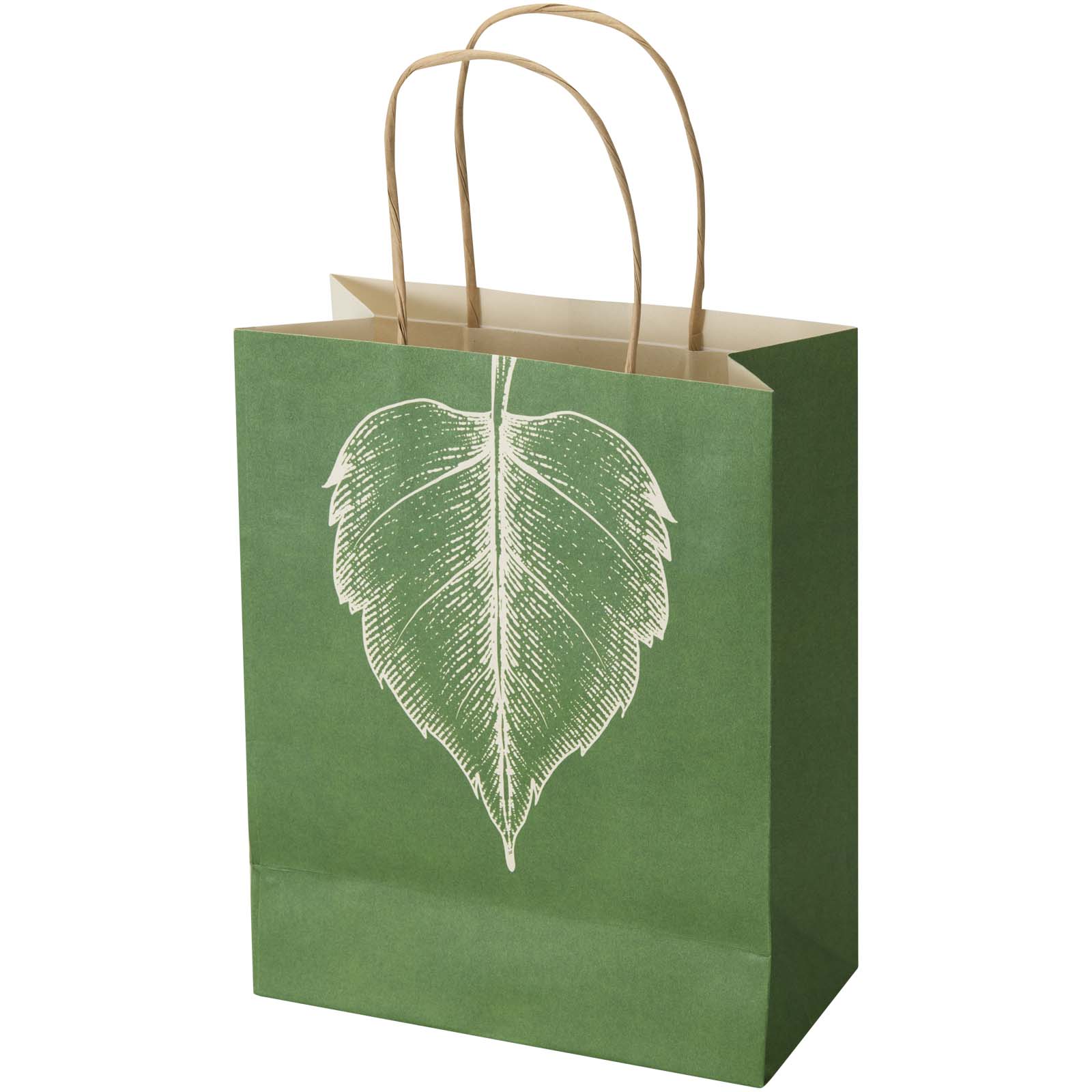 Borsa in carta riciclata da scarti di prodotti agricoli da 150 g/m² con manici intrecciati - 18 x 9 x 23 cm