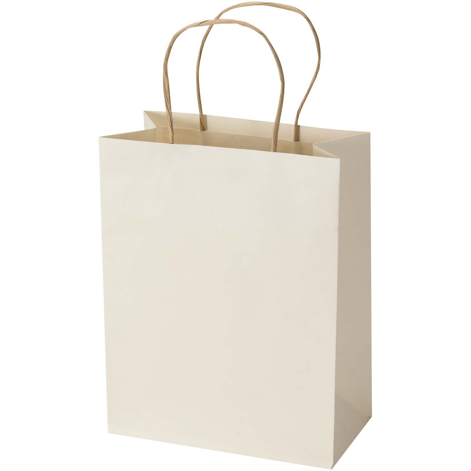 Borsa in carta riciclata da scarti di prodotti agricoli da 150 g/m² con manici intrecciati - 18 x 9 x 23 cm
