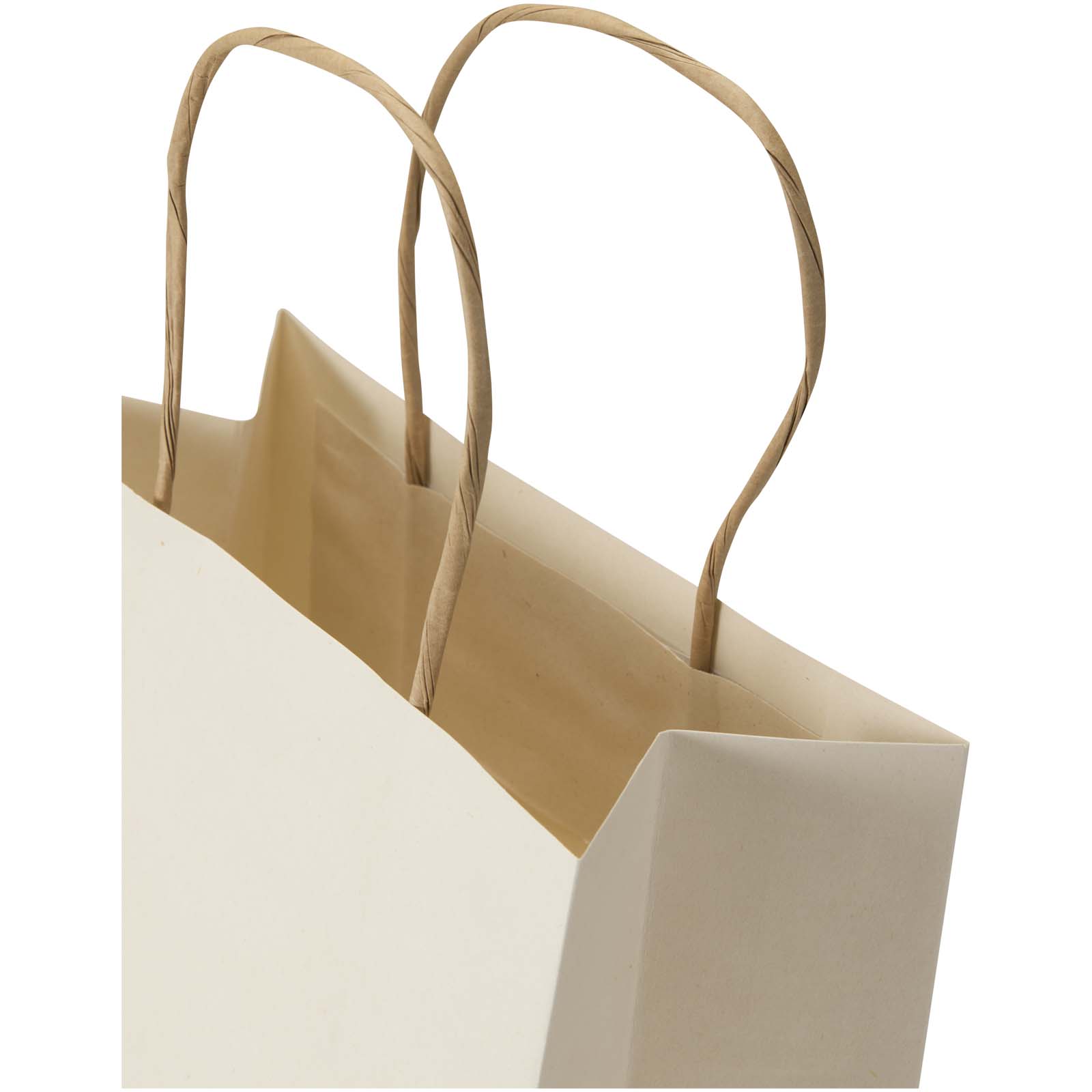 Borsa in carta riciclata da scarti di prodotti agricoli da 150 g/m² con manici intrecciati - 18 x 9 x 23 cm