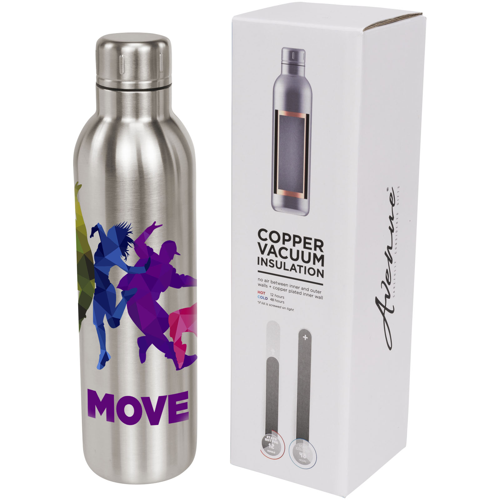 Borraccia sportiva termica Thor con isolamento sottovuoto in rame da 510 ml