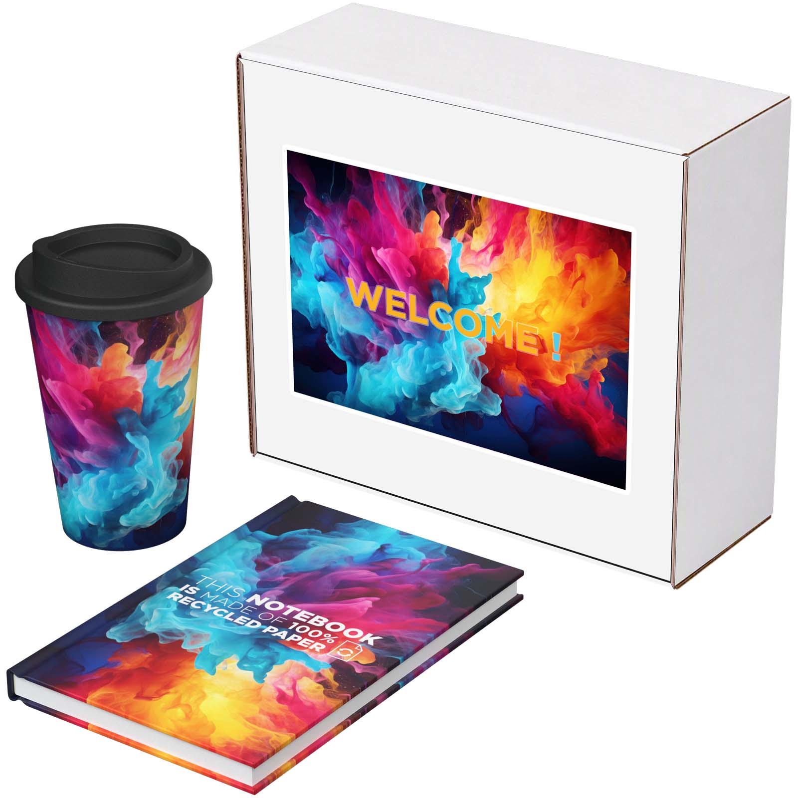 Set regalo riciclato Keswick – Taccuino Novella Brontë e bicchiere Americano