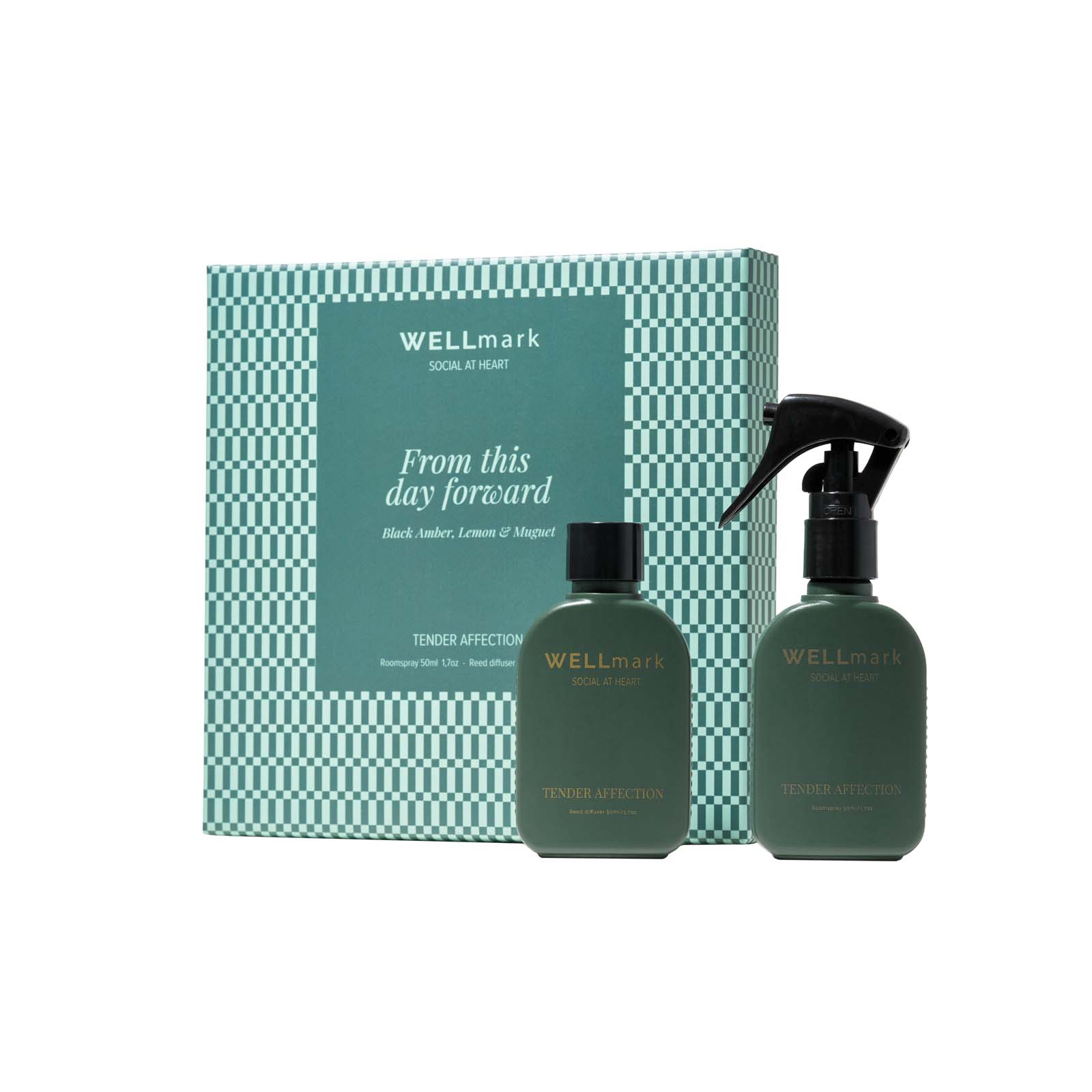 Set regalo Wellmark Tender Affection con spray per ambienti da 50 ml e diffusore da 50 ml