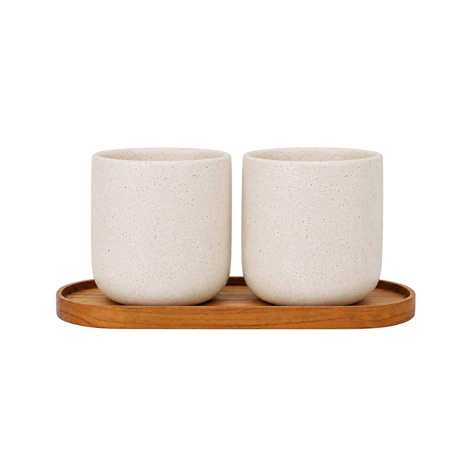 Set Originalhome vassoio ovale in legno e tazze in ceramica da 150 ml 