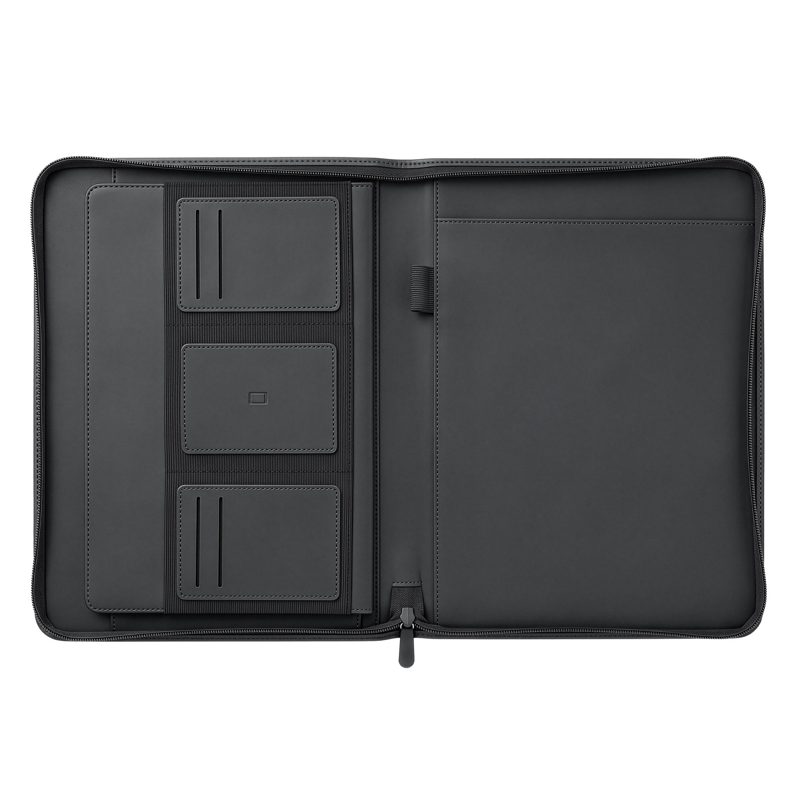 Portablocco A4 in PU riciclato con chiusura zip. Organizer interno con tasca