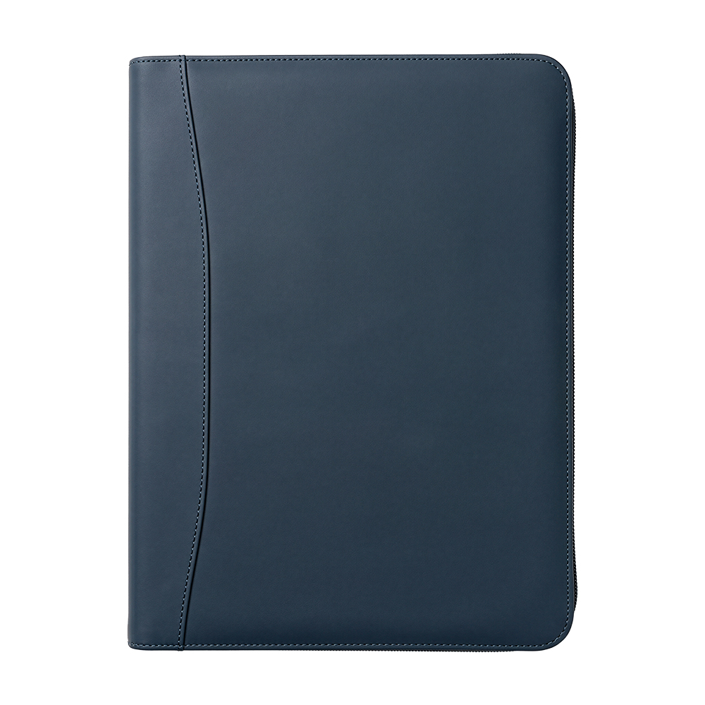 Portablocco A4 in PU riciclato con chiusura zip. Organizer interno con tasca