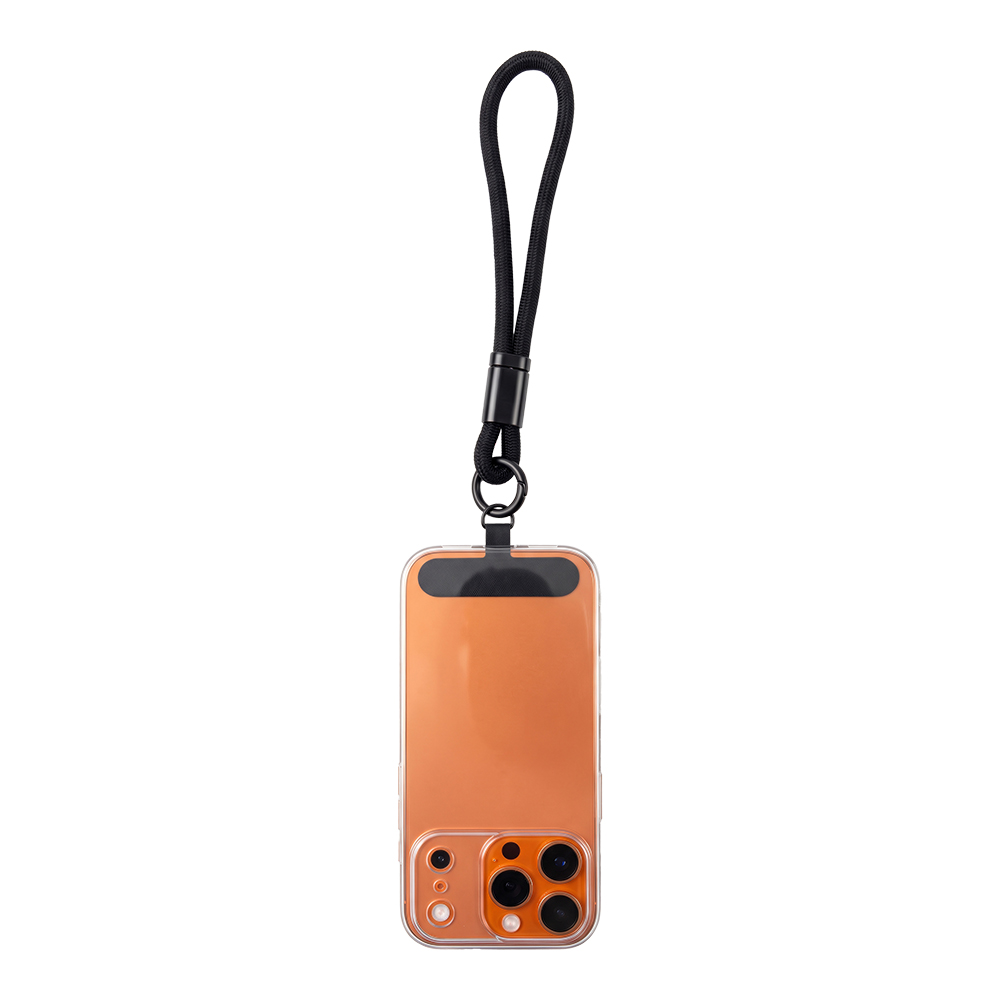 Cordino da polso porta smartphone in poliestere. Con tag per personalizzazione.