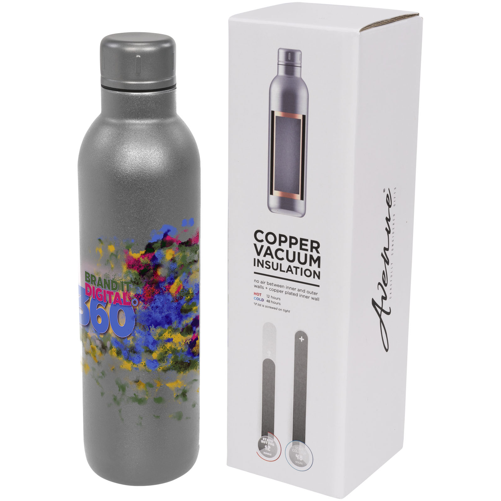 Borraccia sportiva termica Thor con isolamento sottovuoto in rame da 510 ml