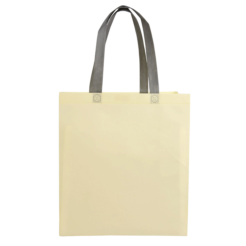 Shopper con soffietto in TNT laminato 100 g/m2 termosaldato, manici corti
