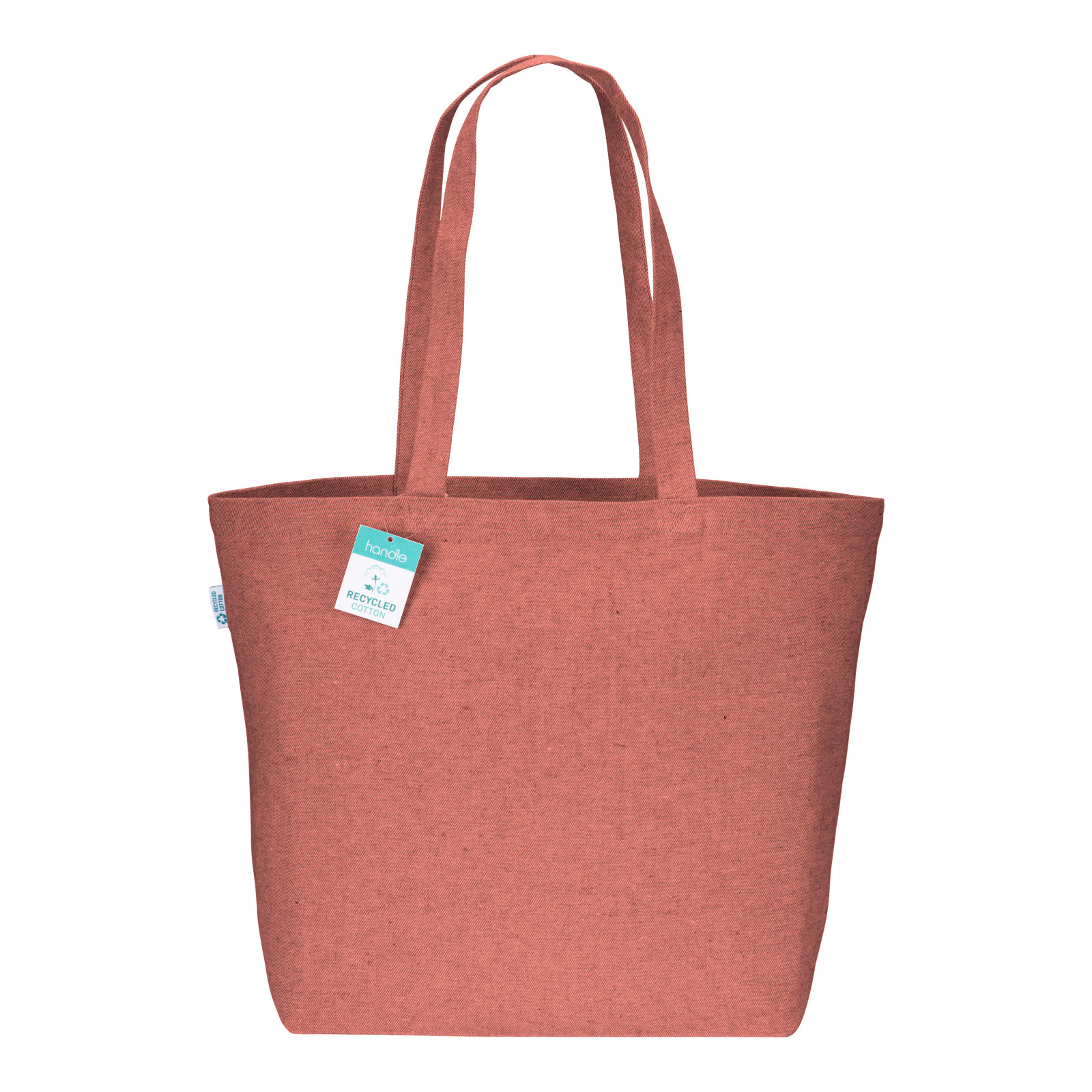 Shopper con soffietto alla base in cotone riciclato 280 g/m2, manici lunghi