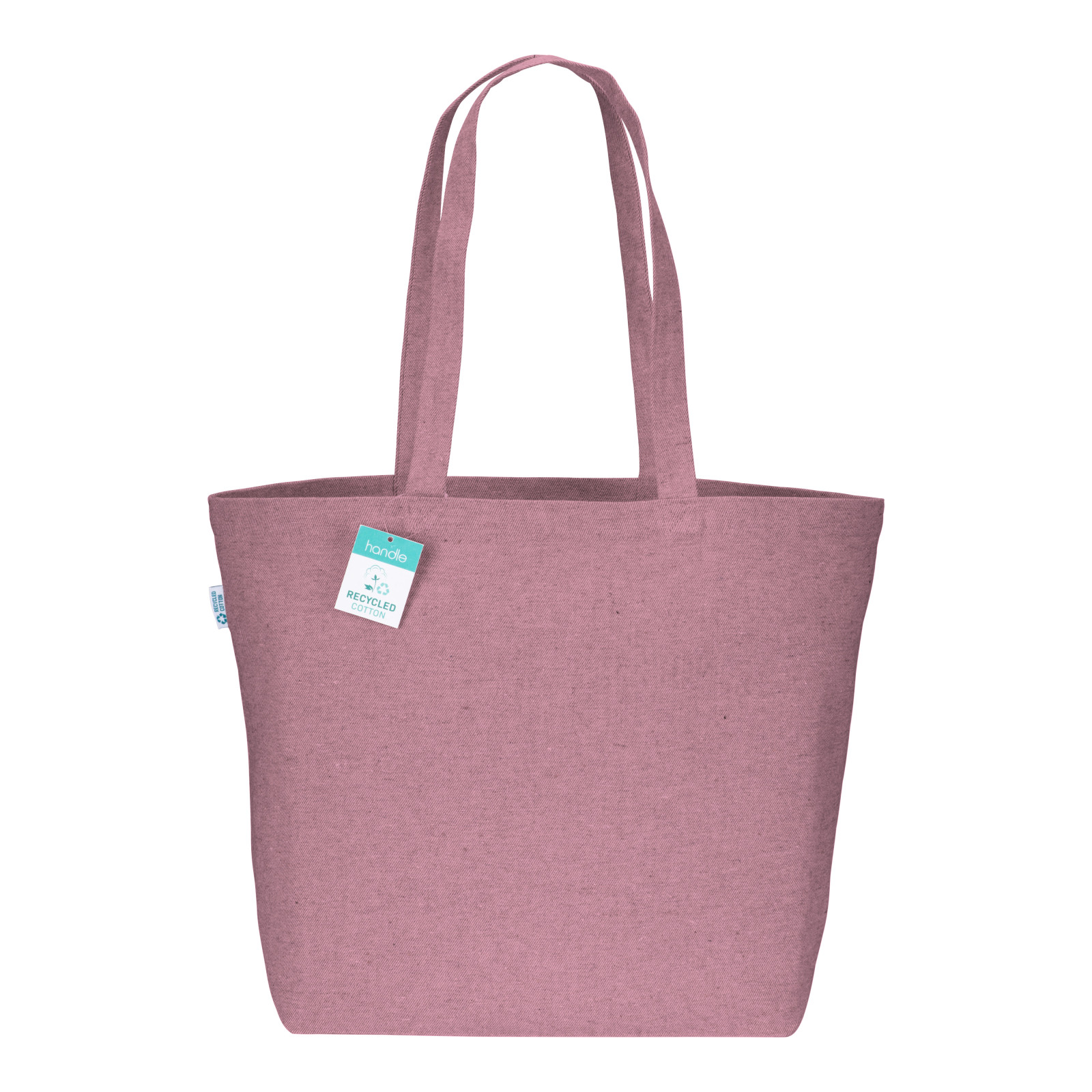 Shopper con soffietto alla base in cotone riciclato 280 g/m2, manici lunghi