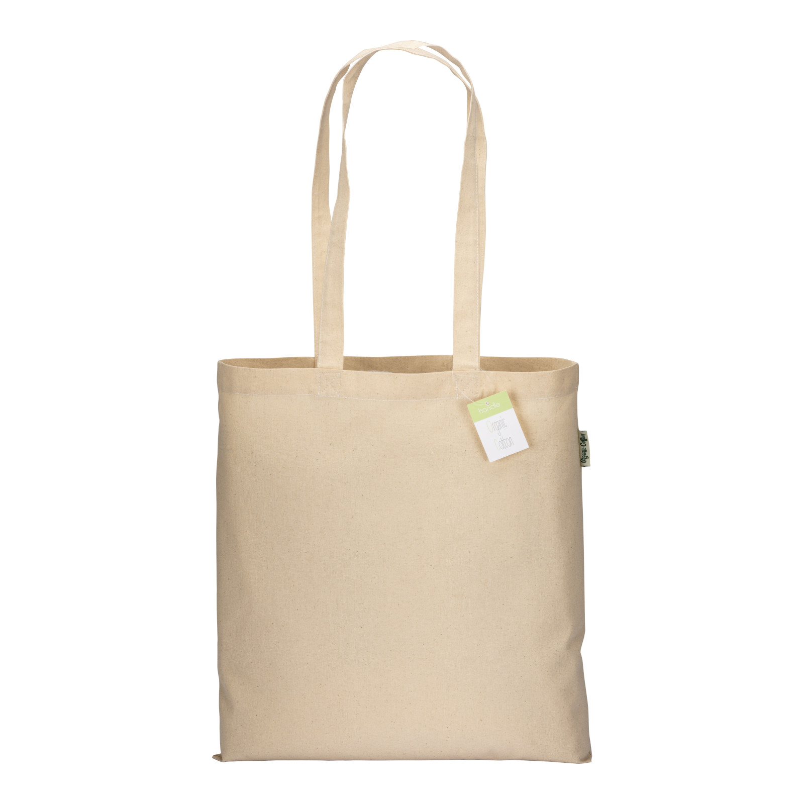 Shopper in cotone biologico 190 g/m2, manici lunghi