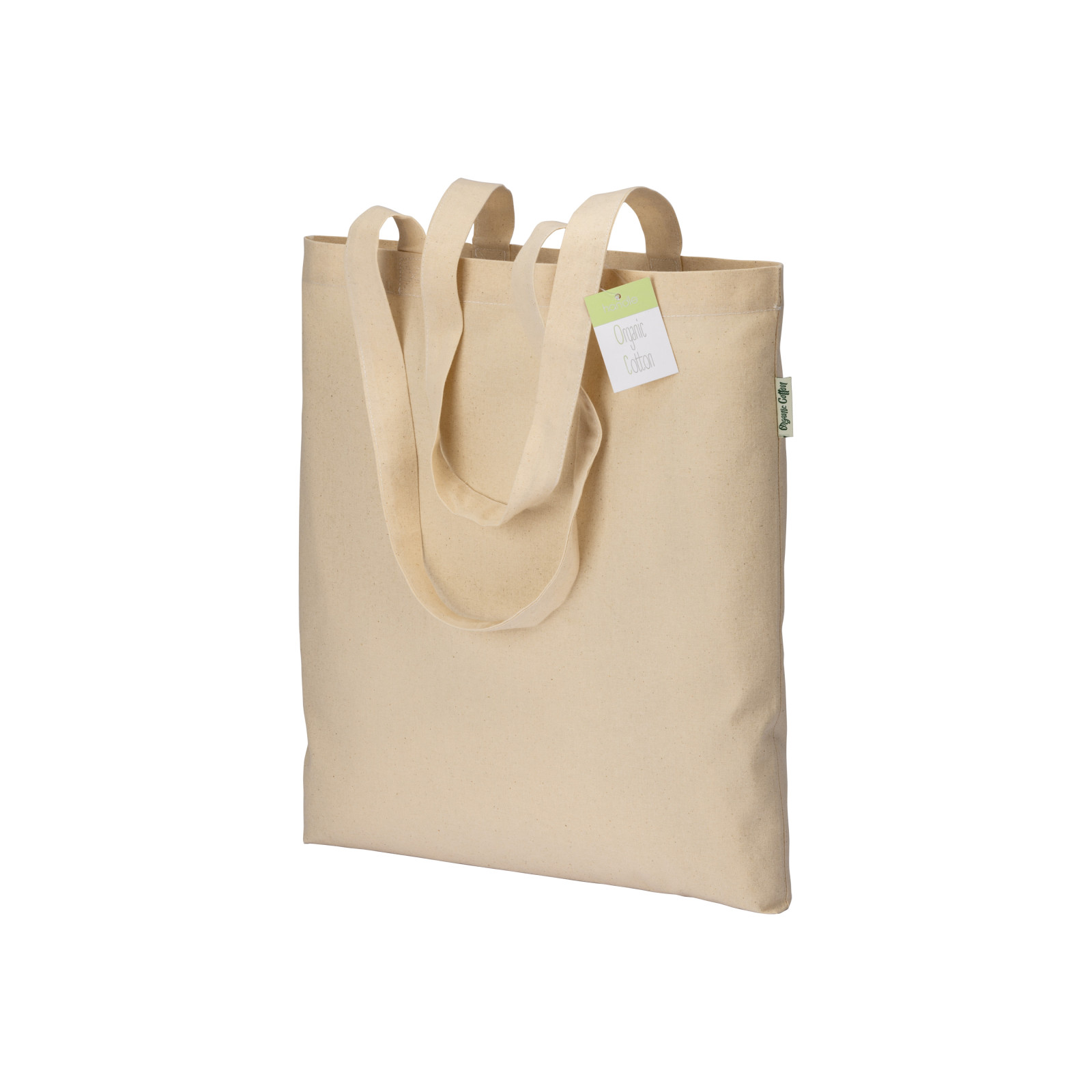 Shopper in cotone biologico 190 g/m2, manici lunghi