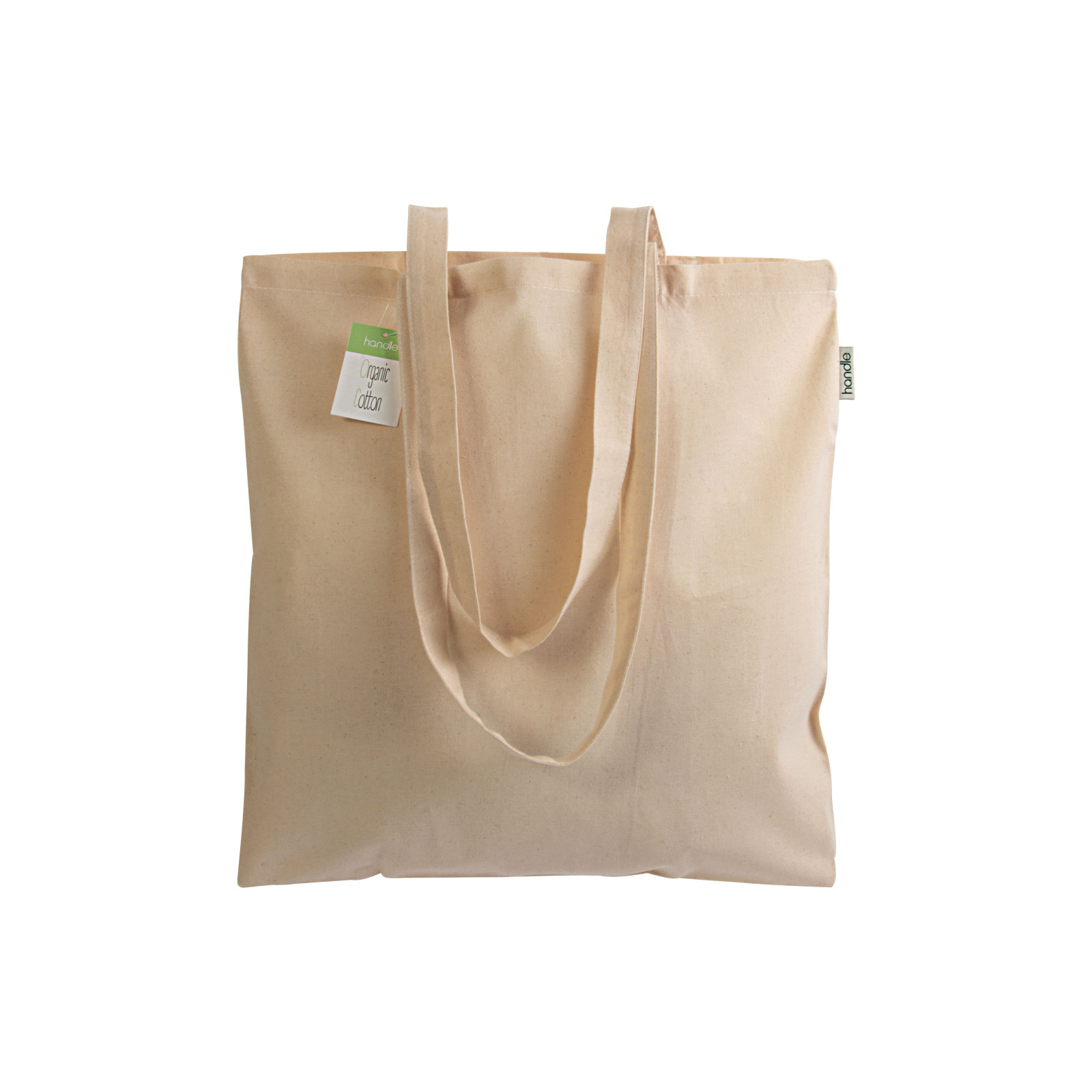 Shopper con soffietto in cotone biologico 150 g/m2, manici lunghi