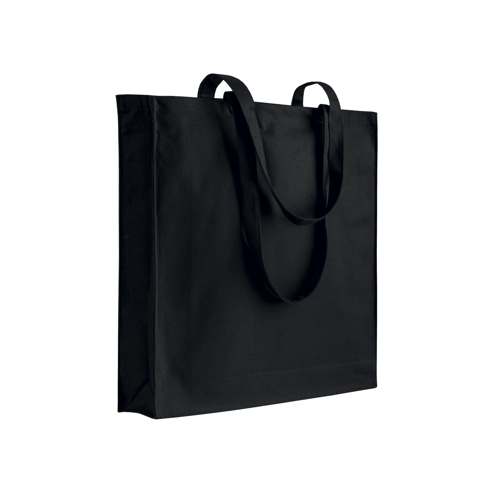 Shopper con soffietto in cotone 220 g/m2, manici lunghi e chiusura con zip