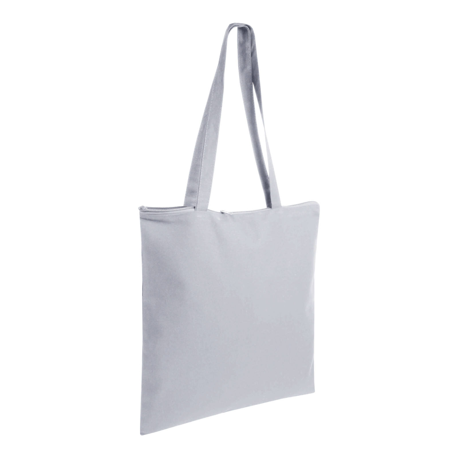 Shopper in cotone 220 g/m2, manici lunghi e chiusura con zip