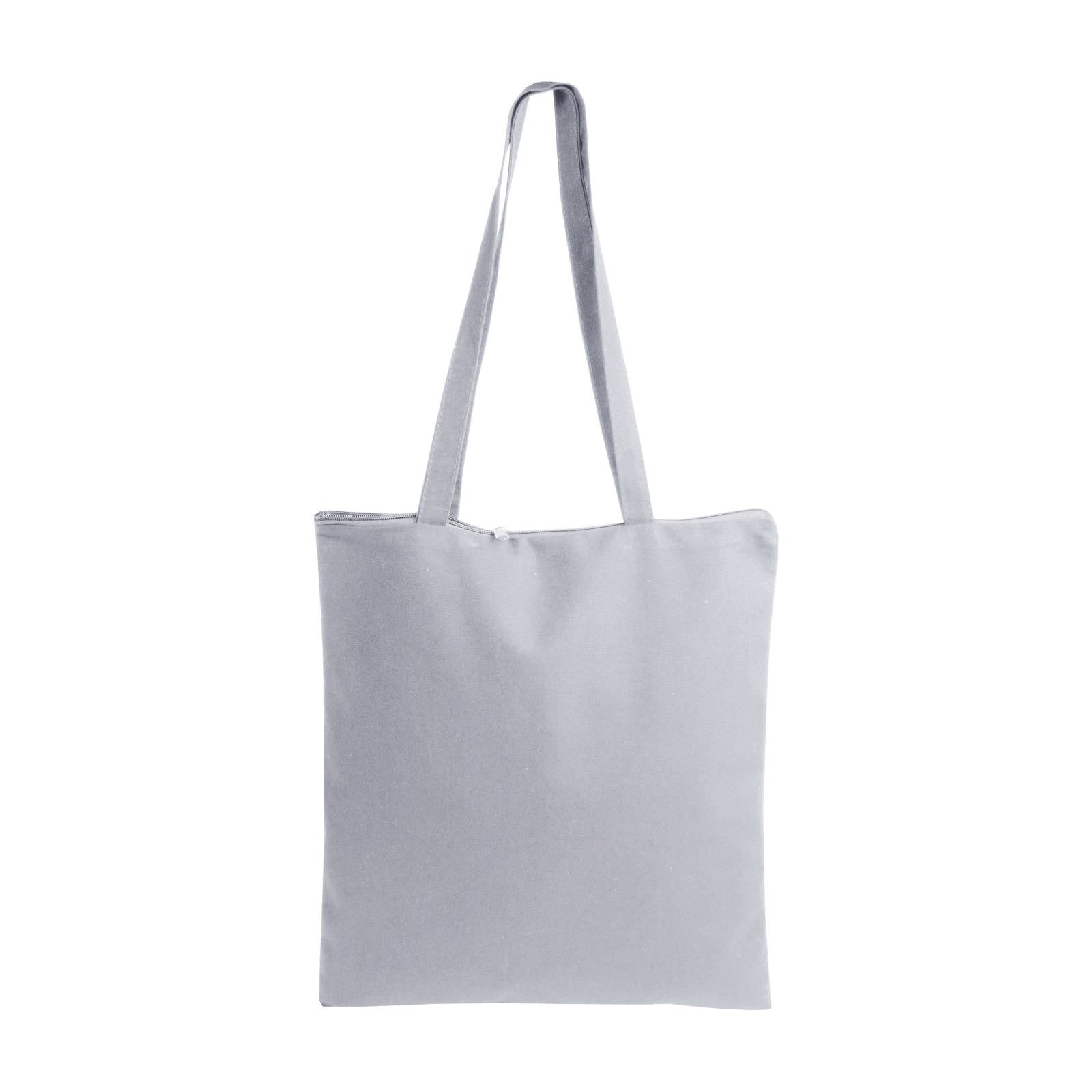 Shopper in cotone 220 g/m2, manici lunghi e chiusura con zip