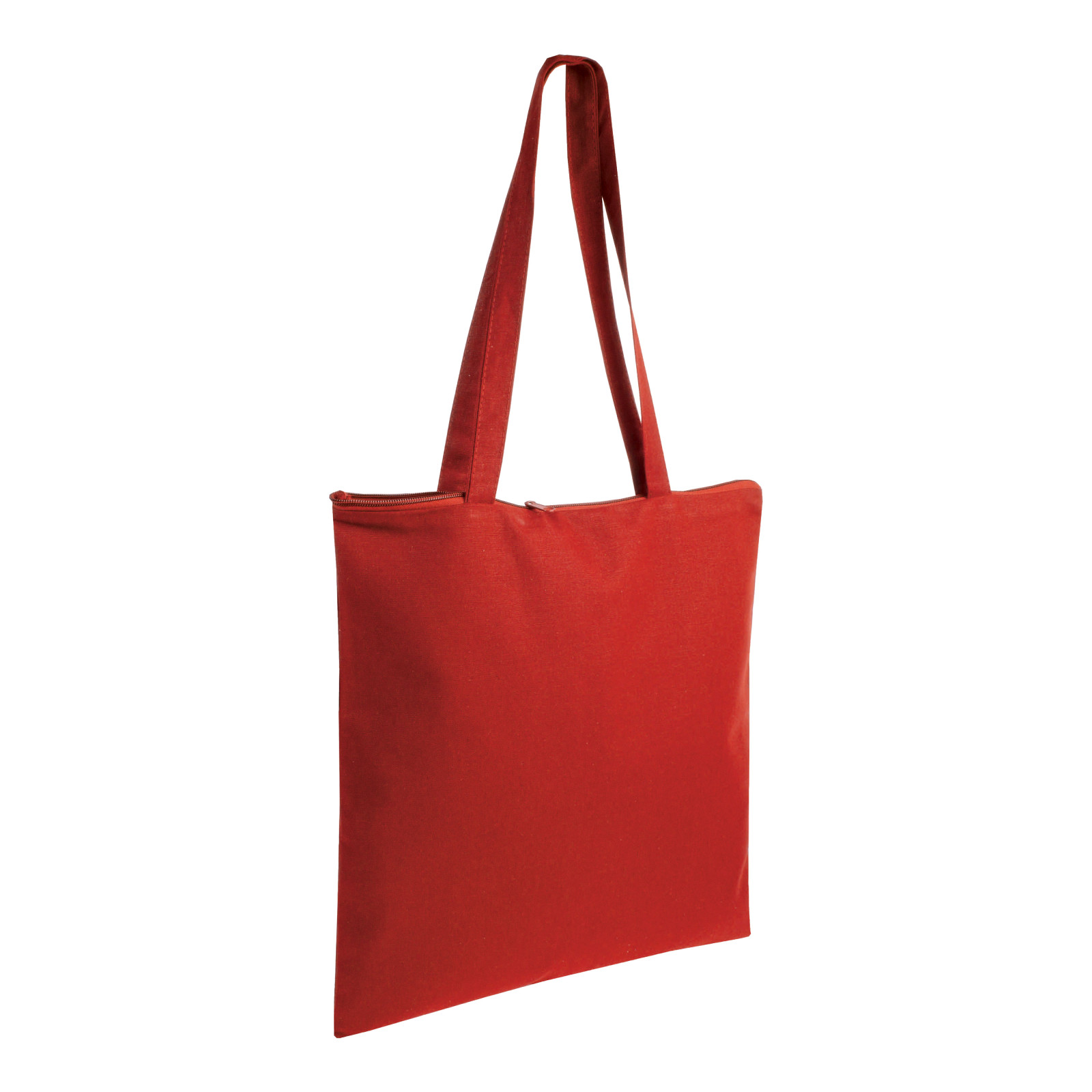 Shopper in cotone 220 g/m2, manici lunghi e chiusura con zip