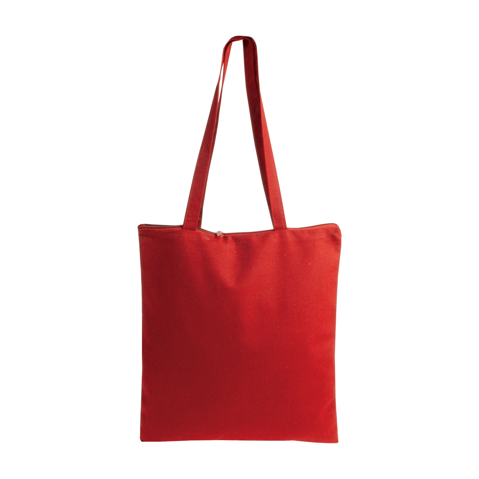 Shopper in cotone 220 g/m2, manici lunghi e chiusura con zip