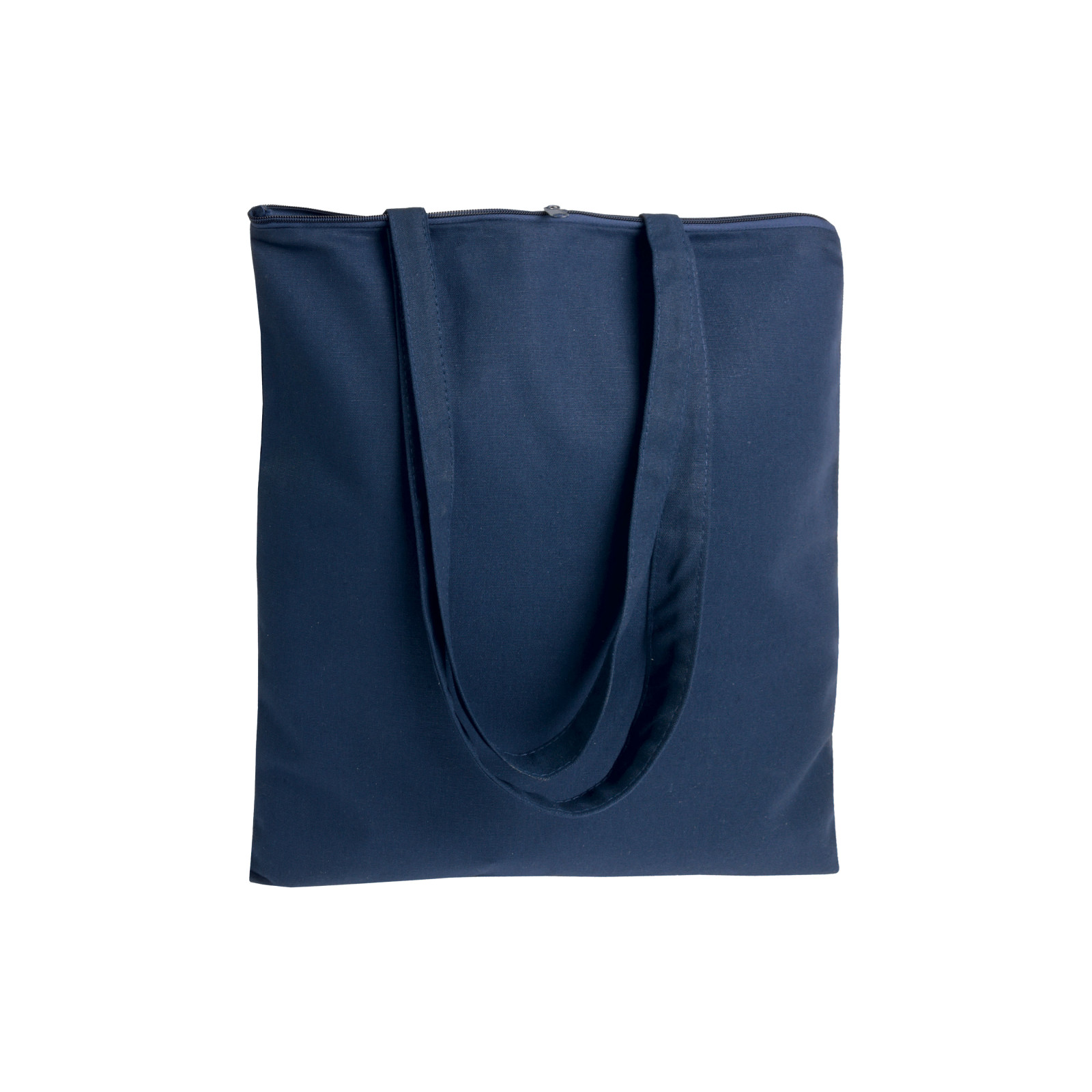 Shopper in cotone 220 g/m2, manici lunghi e chiusura con zip