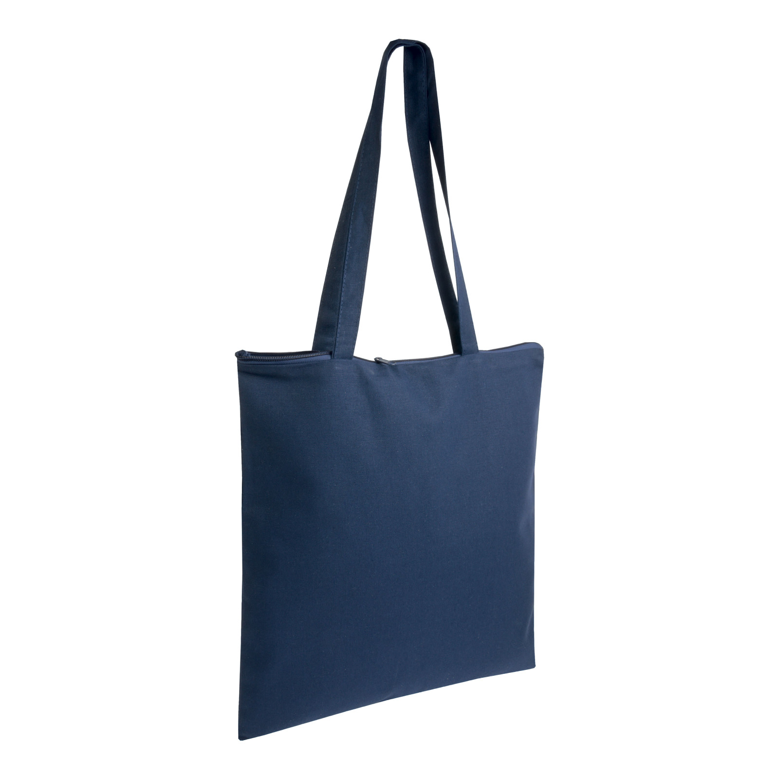 Shopper in cotone 220 g/m2, manici lunghi e chiusura con zip