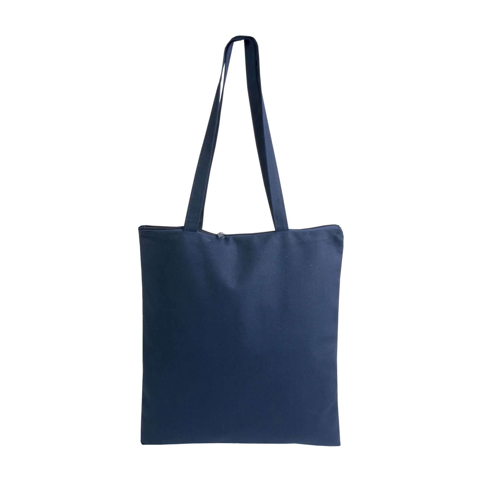 Shopper in cotone 220 g/m2, manici lunghi e chiusura con zip