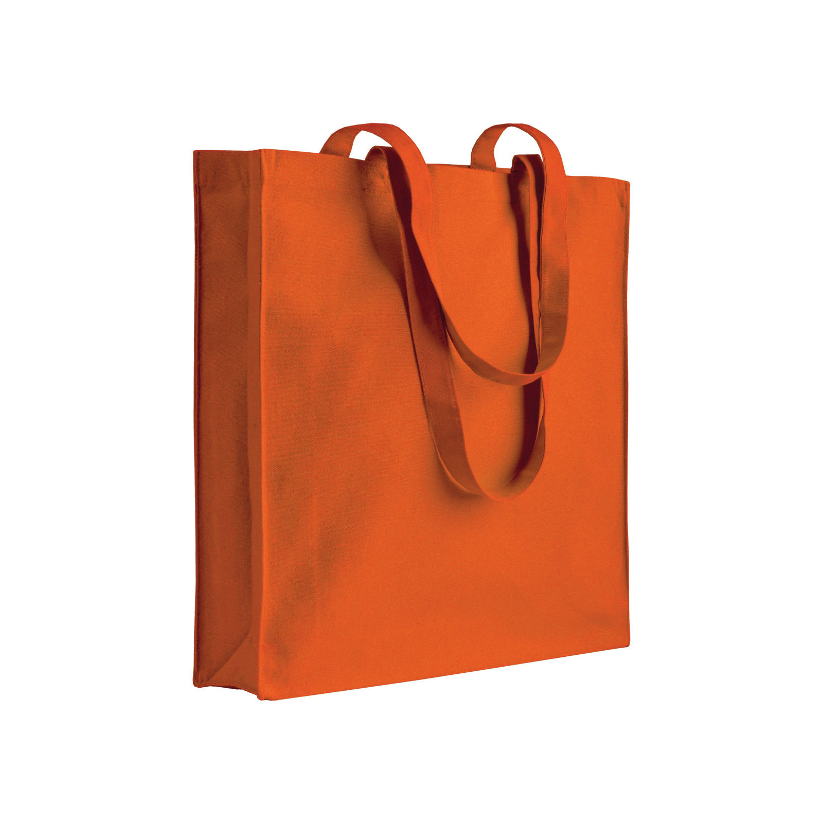 Shopper con soffietto in cotone 220 g/m2, manici lunghi
