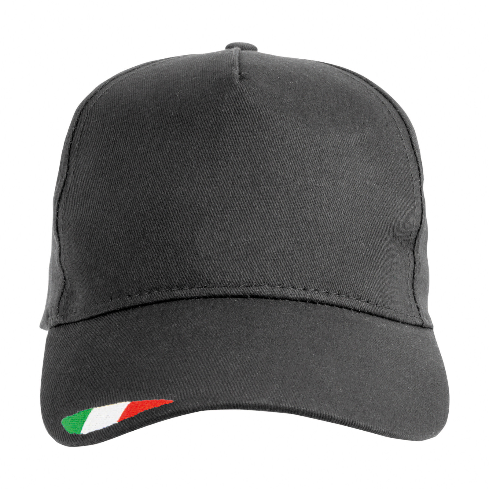 Cappellino in cotone, 5 pannelli con ricamo tricolore