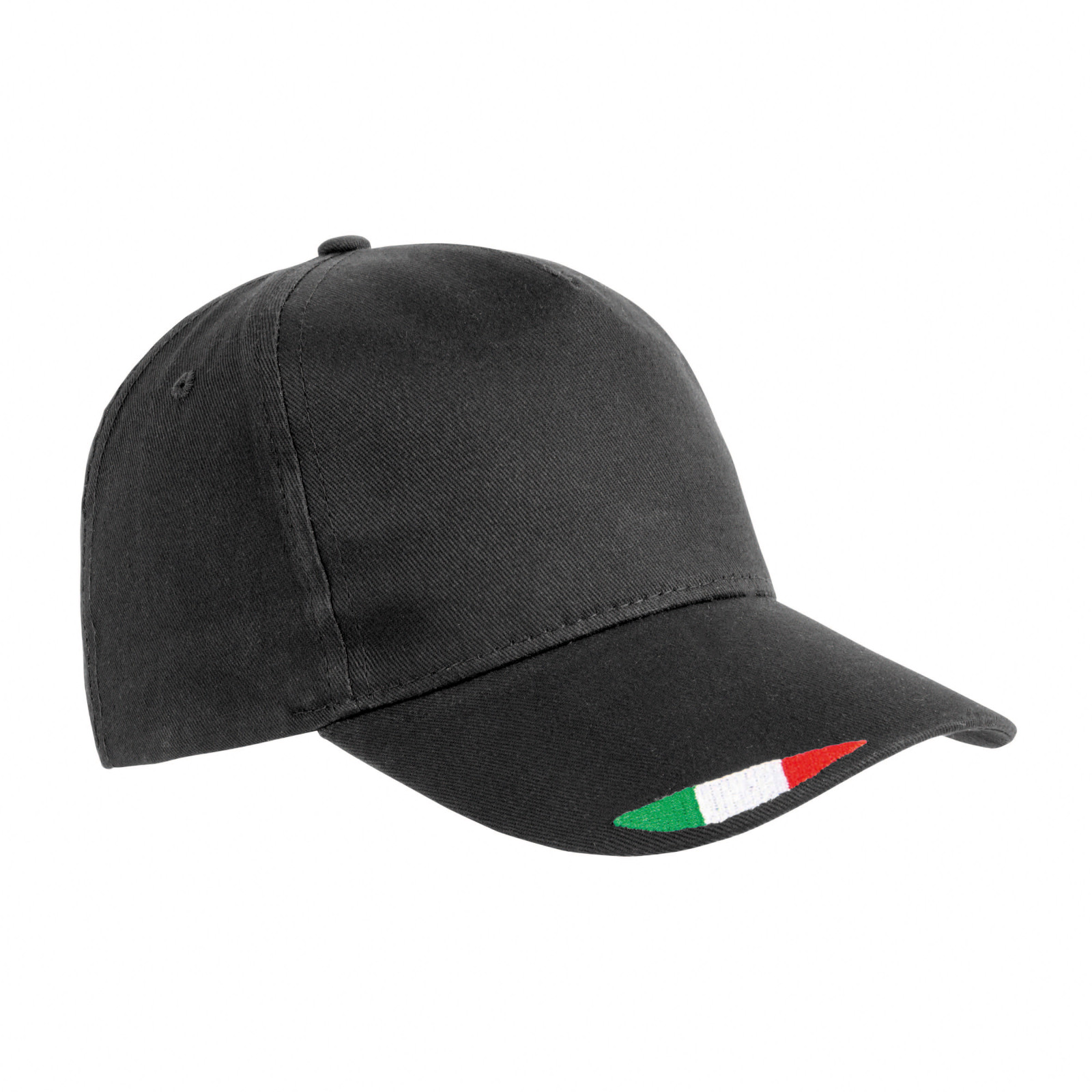Cappellino in cotone, 5 pannelli con ricamo tricolore