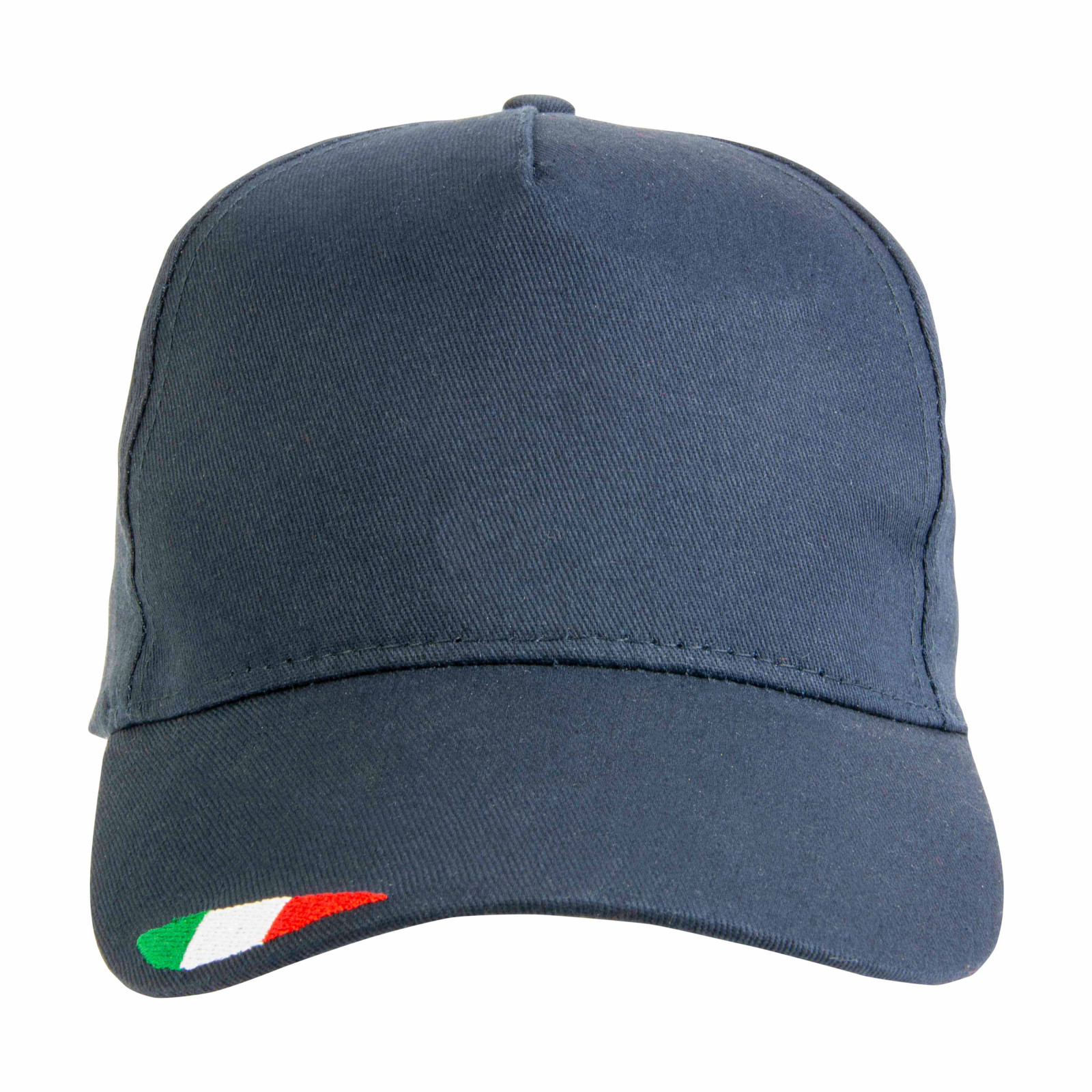 Cappellino in cotone, 5 pannelli con ricamo tricolore