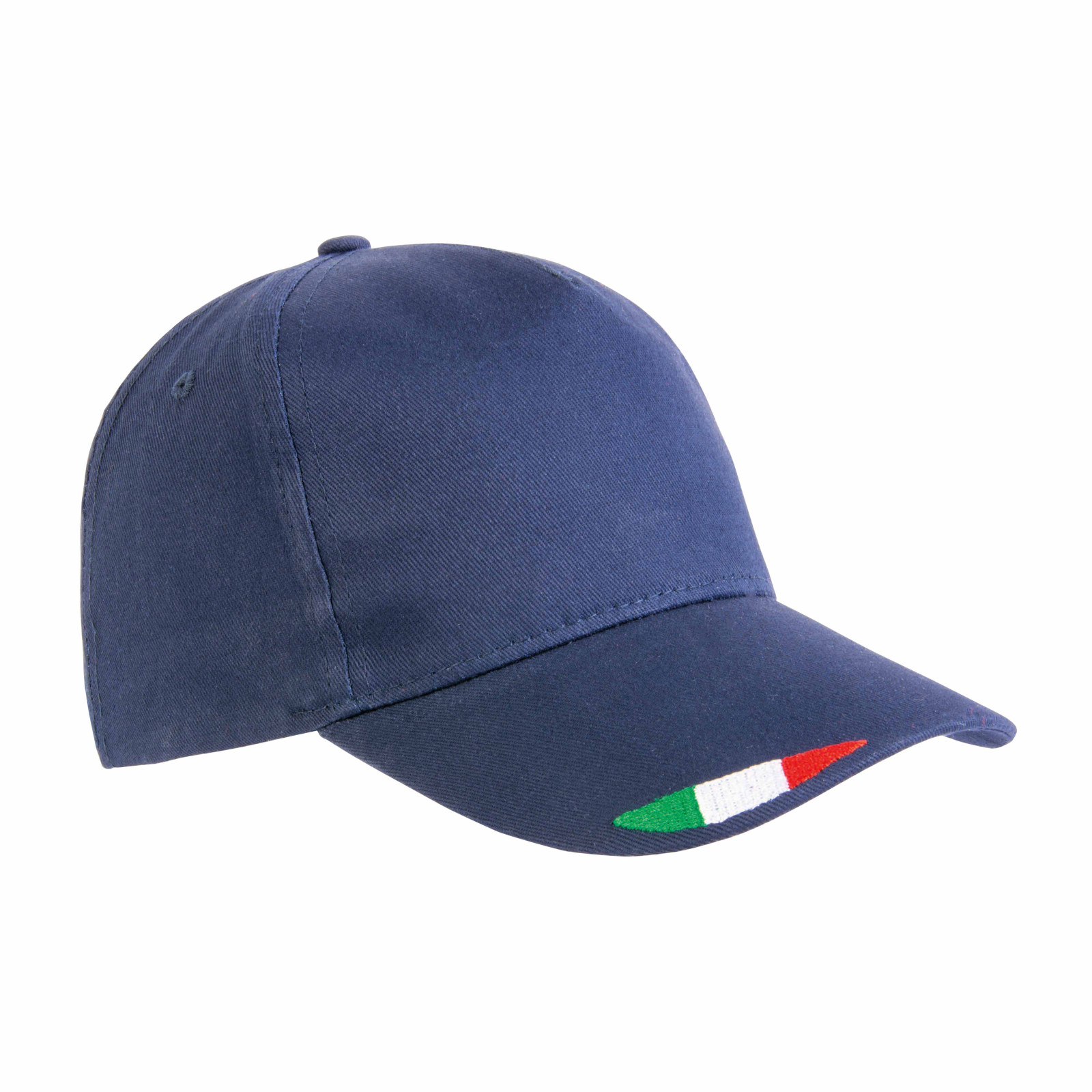Cappellino in cotone, 5 pannelli con ricamo tricolore