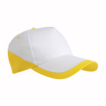 Cappellino in cotone, 5 pannelli, base bianca e bordi colora...