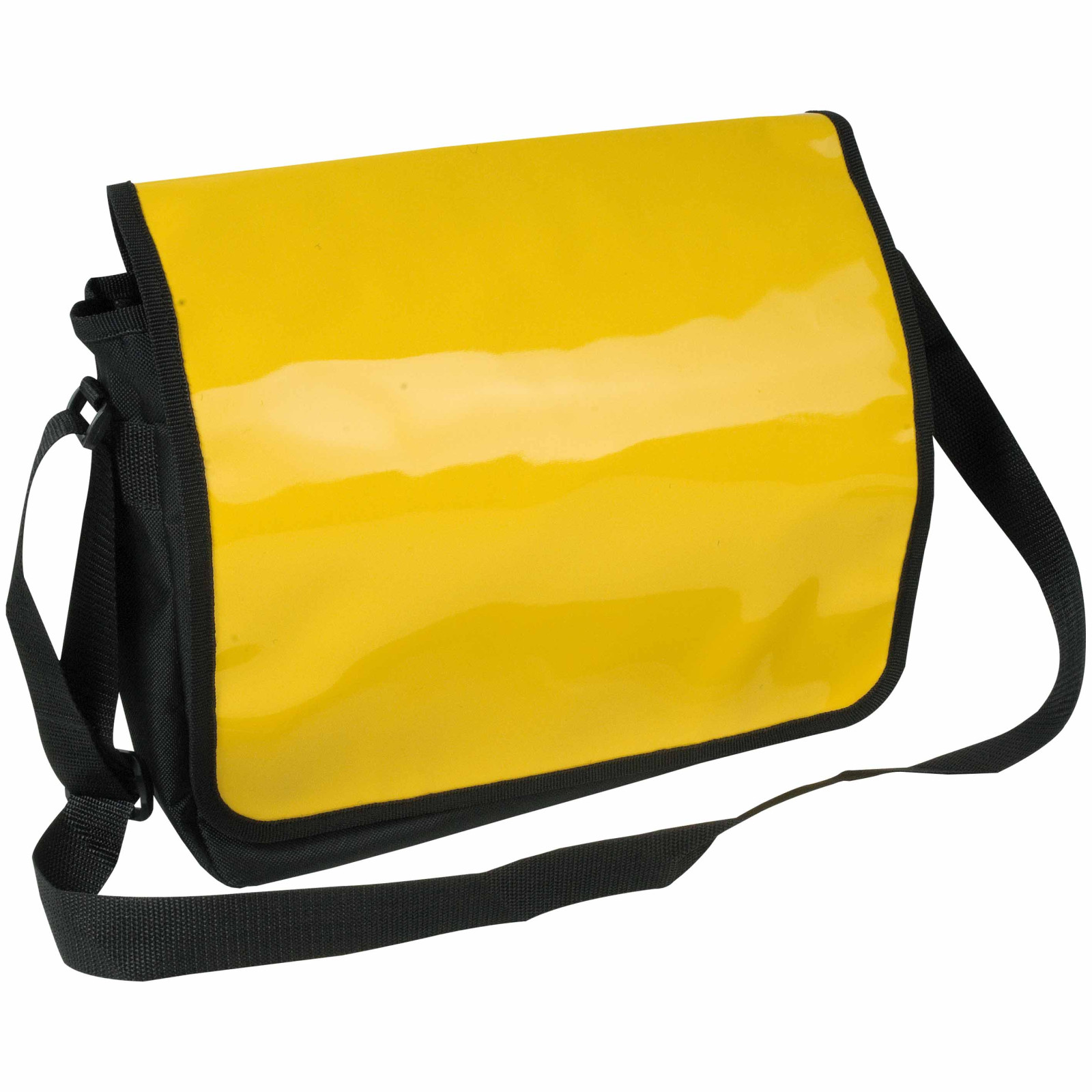 Cartella in poliestere 600D con tracolla regolabile e patta in PVC lucido
