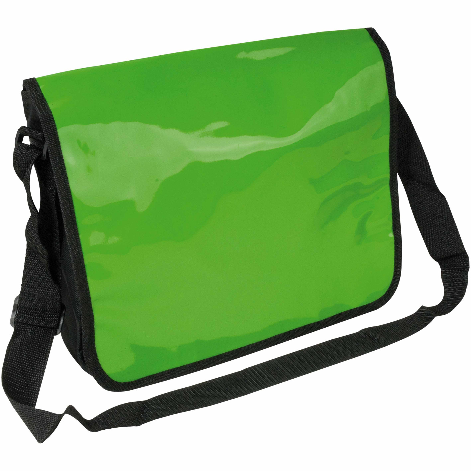 Cartella in poliestere 600D con tracolla regolabile e patta in PVC lucido