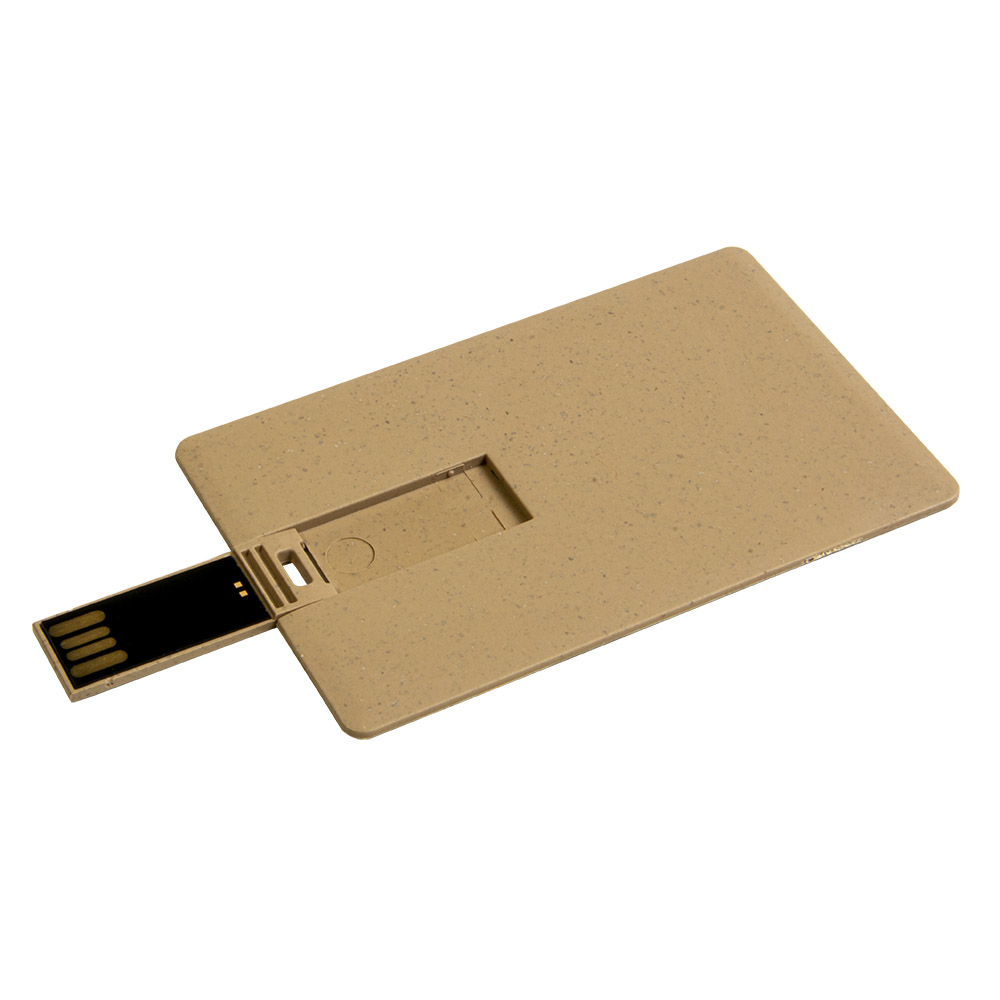 Chiavetta USB 4Gb a forma di tessera in paglia di grano e PP. Possibilità di import