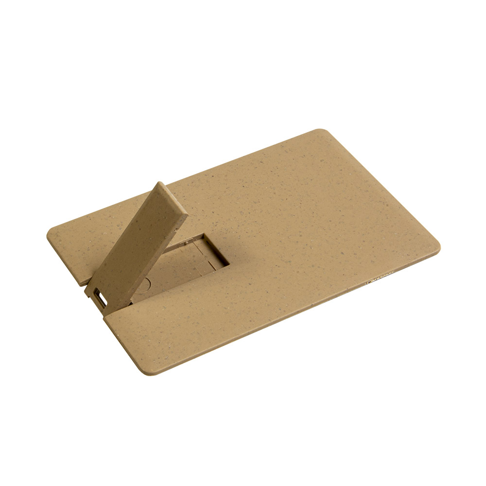 Chiavetta USB 4Gb a forma di tessera in paglia di grano e PP. Possibilità di import