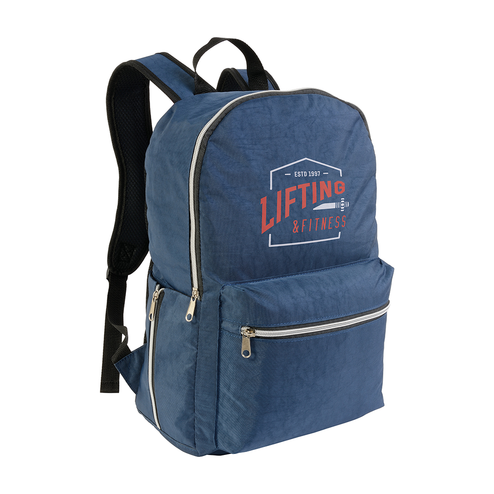 Zaino in nylon 420D con 4 tasche di cui 2 laterali a zip retinate