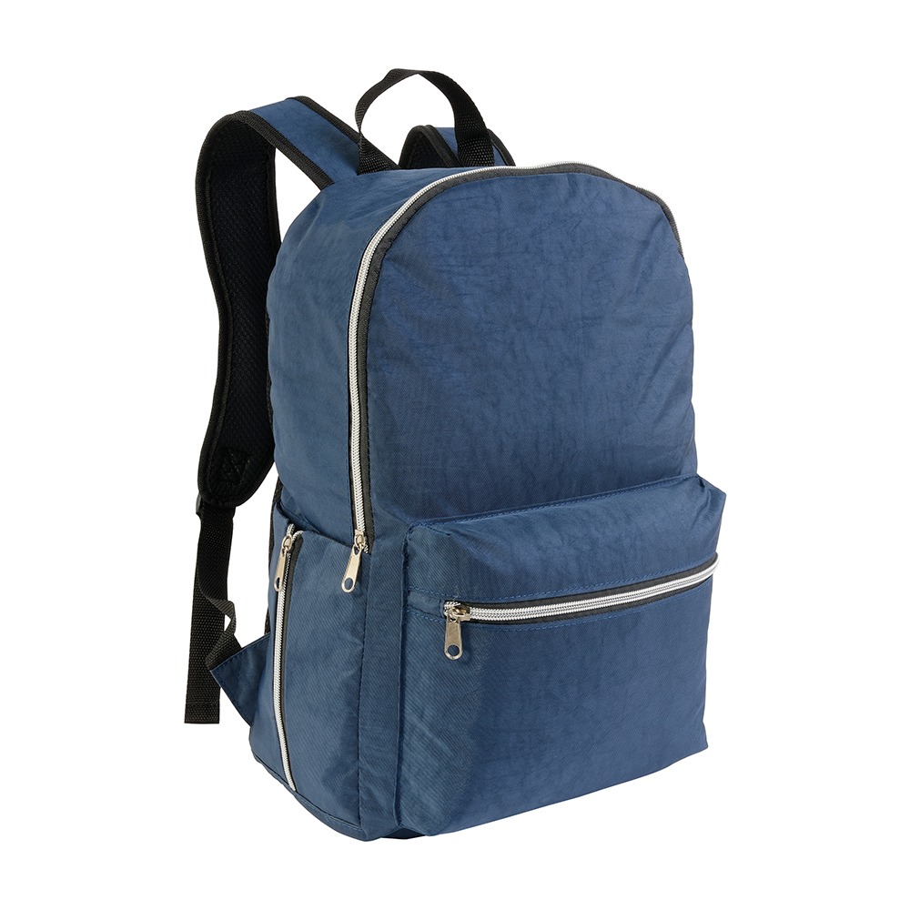 Zaino in nylon 420D con 4 tasche di cui 2 laterali a zip retinate