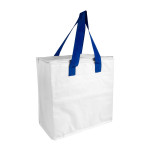 Borsa frigo in PP laminato 120 g/m2 , manici colorati, chisu...